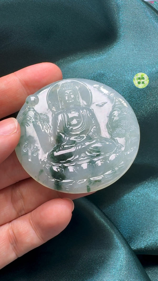 翡翠A貨玉器大日如來佛祖吊墜 55-5.8mm - Image 5
