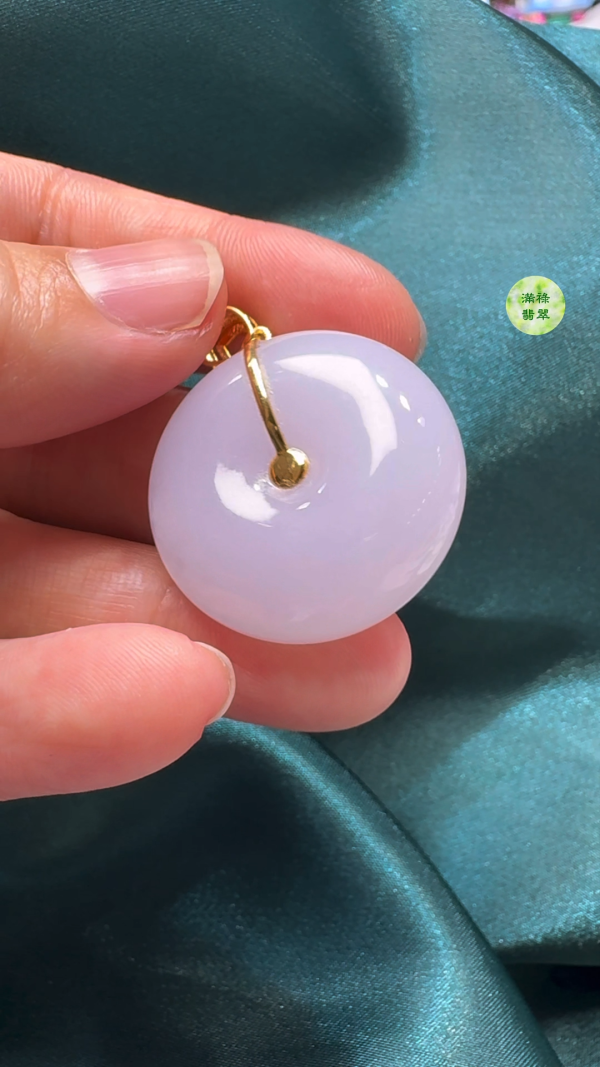 18K翡翠A貨玉器平安扣算盤珠吊墜 主石直徑28.3mm-厚度11mm - Image 8