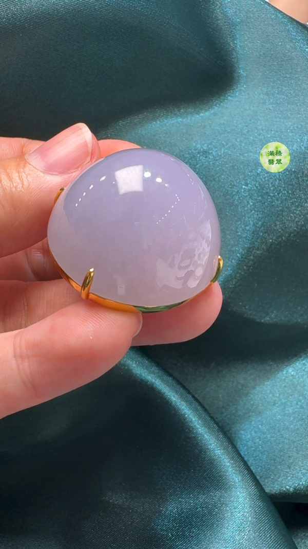18K翡翠A貨玉器紫羅蘭蛋面翡翠吊墜 主石 直徑 31mm厚度21mm - Image 4