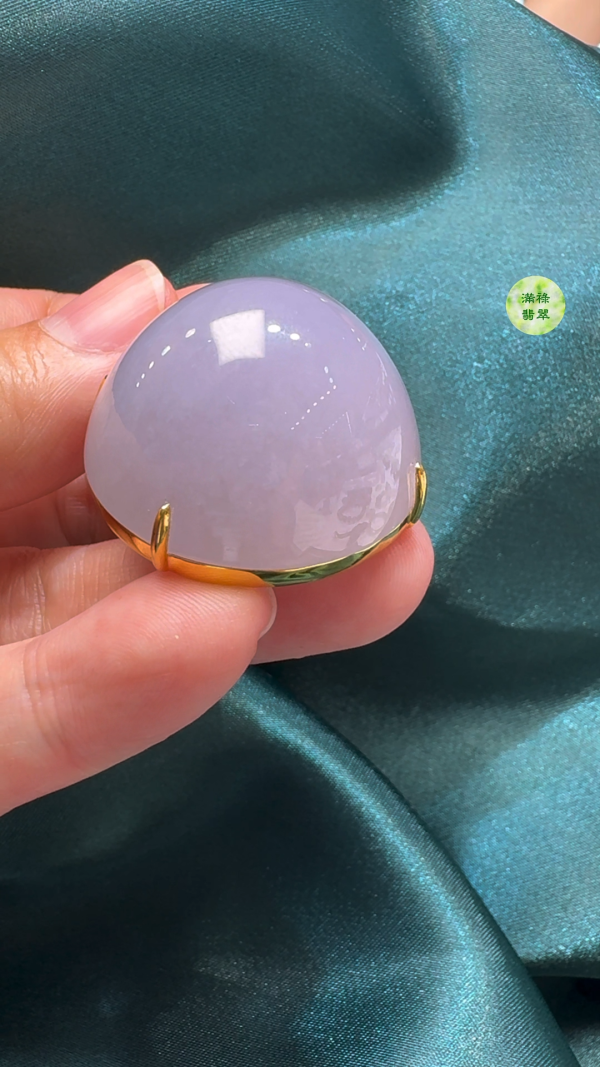 18K翡翠A貨玉器紫羅蘭蛋面翡翠吊墜 主石 直徑 31mm厚度21mm - Image 5