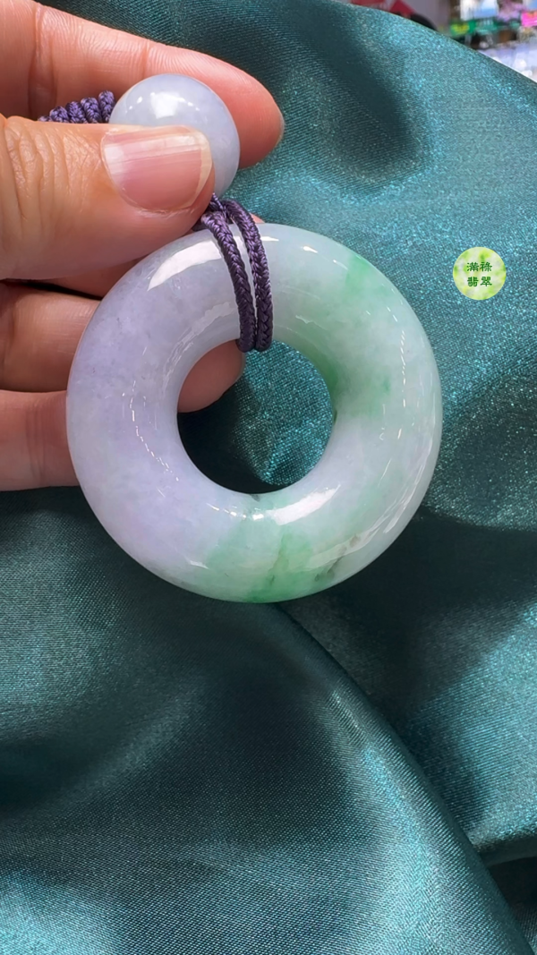 翡翠A貨玉器平安環 49-14mm 配珠18-13mm