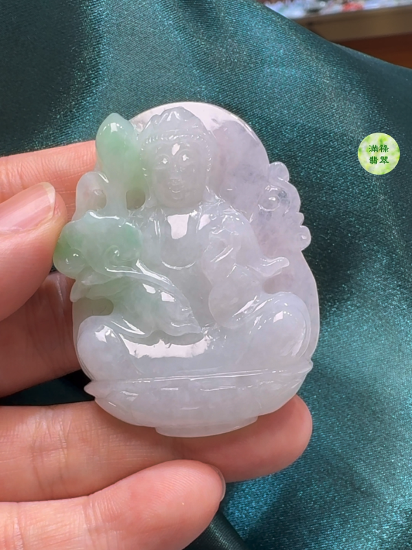 翡翠A貨玉器觀音吊墜 53-41-10mm - Image 2