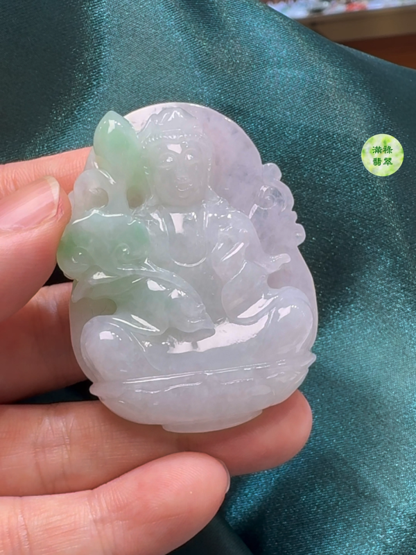 翡翠A貨玉器觀音吊墜 53-41-10mm - Image 3