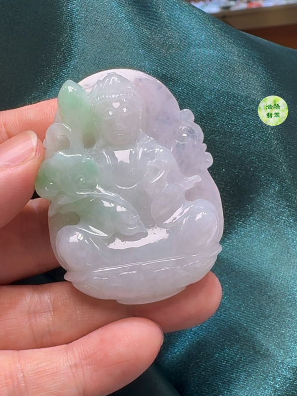 翡翠A貨玉器觀音吊墜 53-41-10mm - Image 4