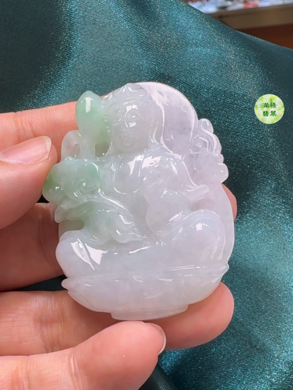翡翠A貨玉器觀音吊墜 53-41-10mm - Image 7