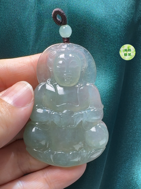 翡翠A貨玉器觀音吊墜 51 x 43 x 5.9mm - Image 2