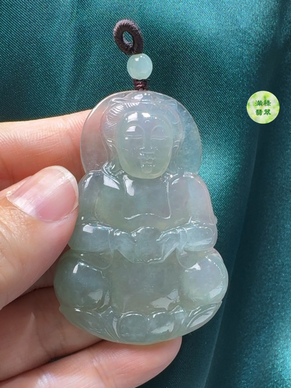 翡翠A貨玉器觀音吊墜 51 x 43 x 5.9mm - Image 3
