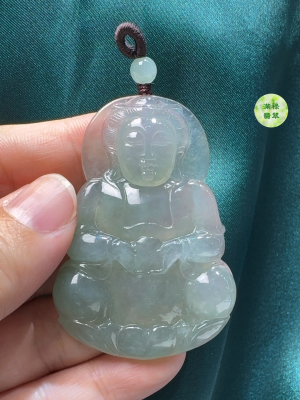 翡翠A貨玉器觀音吊墜 51 x 43 x 5.9mm - Image 5