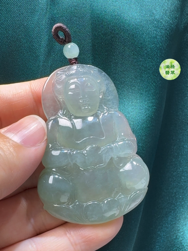 翡翠A貨玉器觀音吊墜 51 x 43 x 5.9mm - Image 6