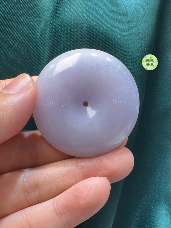 翡翠A貨玉器紫羅蘭平安扣直徑41mm厚度11mm標準圓形 厚實飽滿 - Image 8