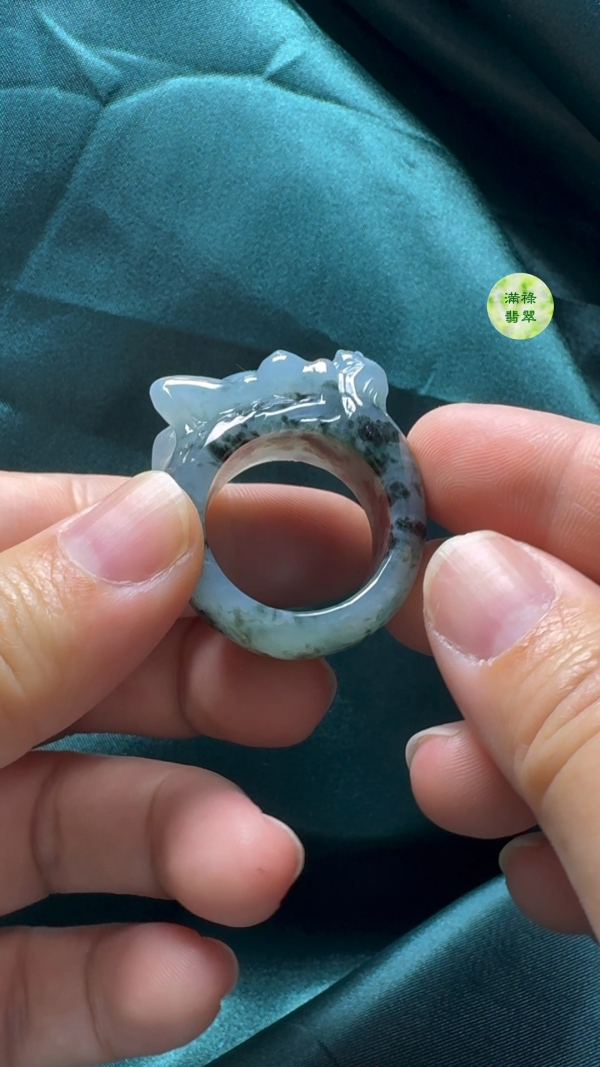 翡翠A貨玉器女姿態玉扳指翡翠戒指 尺寸外徑36内徑21寬11mm - Image 6