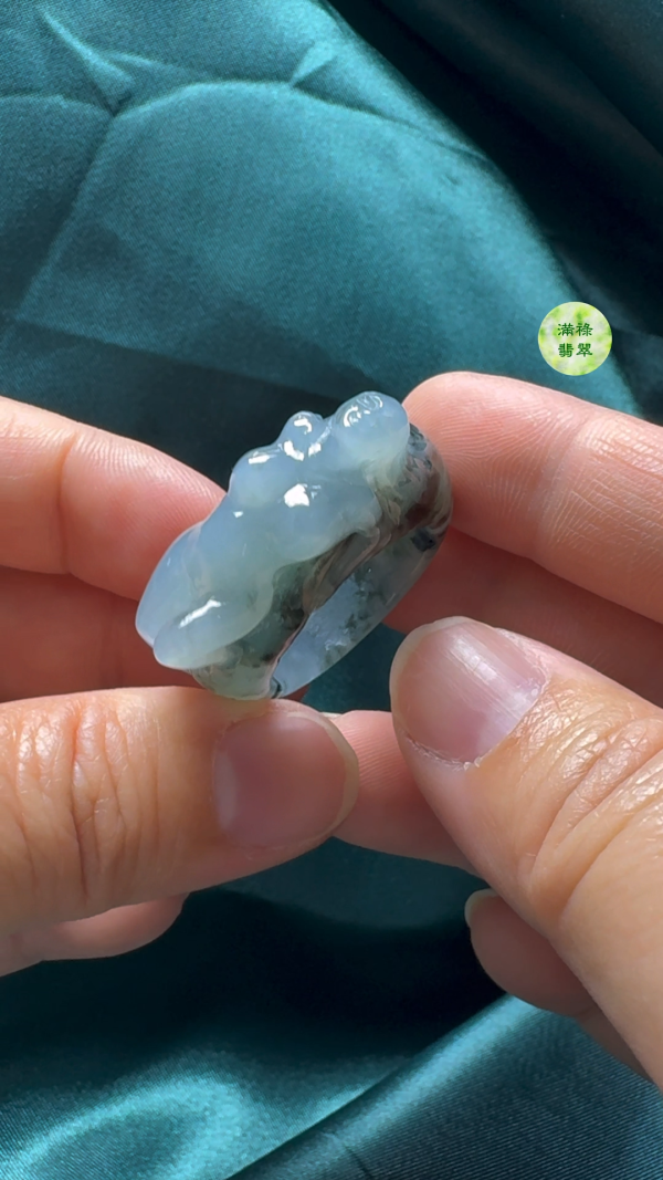 翡翠A貨玉器女姿態玉扳指翡翠戒指 尺寸外徑36内徑21寬11mm - Image 9