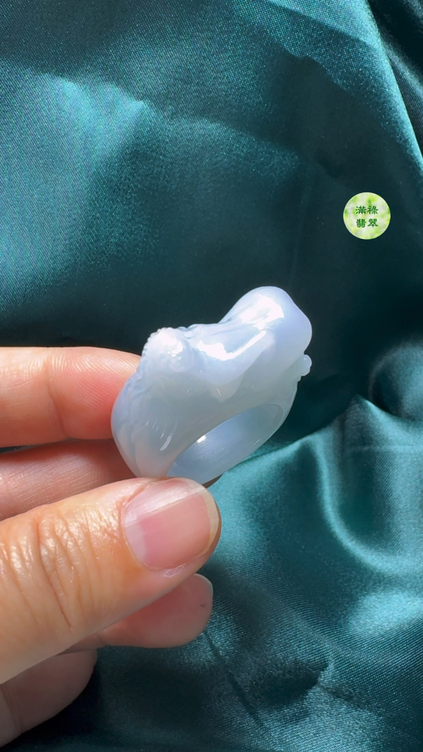翡翠A貨玉器女姿態玉扳指翡翠戒指外徑38内徑20.6寬14.5mm - Image 2