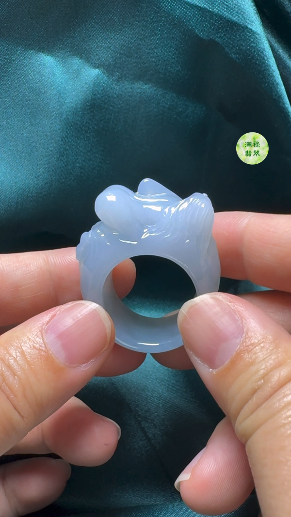 翡翠A貨玉器女姿態玉扳指翡翠戒指外徑38内徑20.6寬14.5mm - Image 4