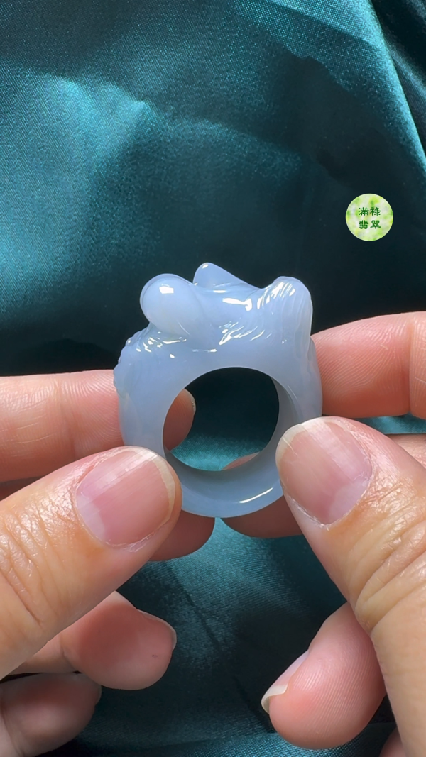 翡翠A貨玉器女姿態玉扳指翡翠戒指外徑38内徑20.6寬14.5mm - Image 5