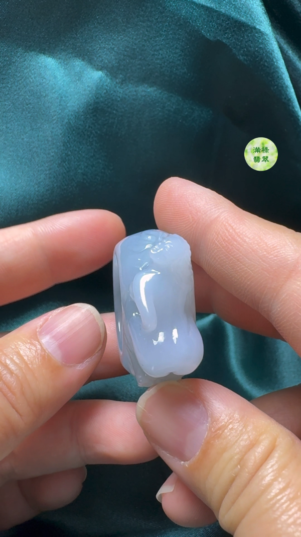 翡翠A貨玉器女姿態玉扳指翡翠戒指外徑38内徑20.6寬14.5mm - Image 7