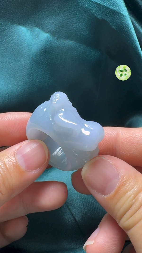 翡翠A貨玉器女姿態玉扳指翡翠戒指外徑38内徑20.6寬14.5mm - Image 8