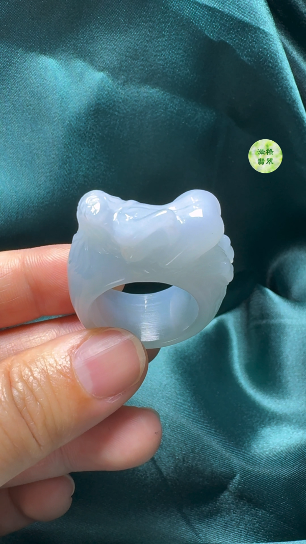 翡翠A貨玉器女姿態玉扳指翡翠戒指外徑38内徑20.6寬14.5mm - Image 9