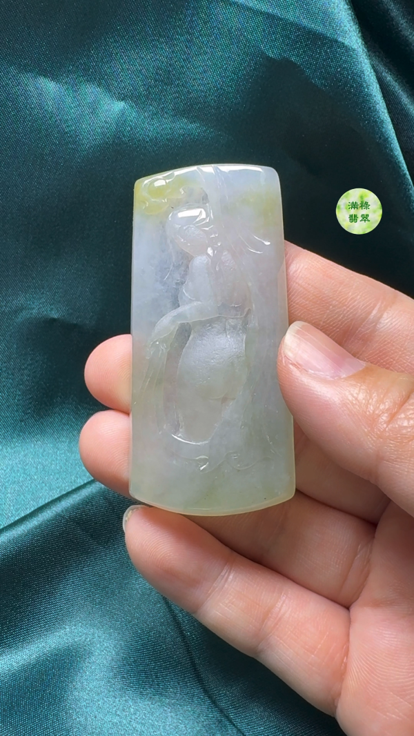 翡翠A貨玉器優雅女翡翠吊墜 尺寸64-30-5mm - Image 2