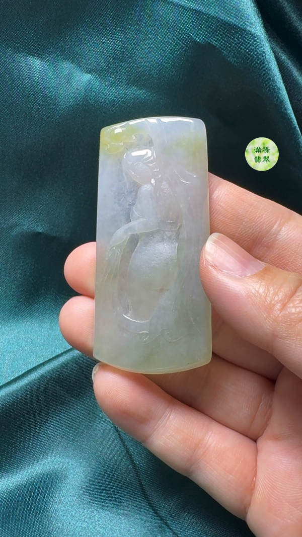 翡翠A貨玉器優雅女翡翠吊墜 尺寸64-30-5mm - Image 4