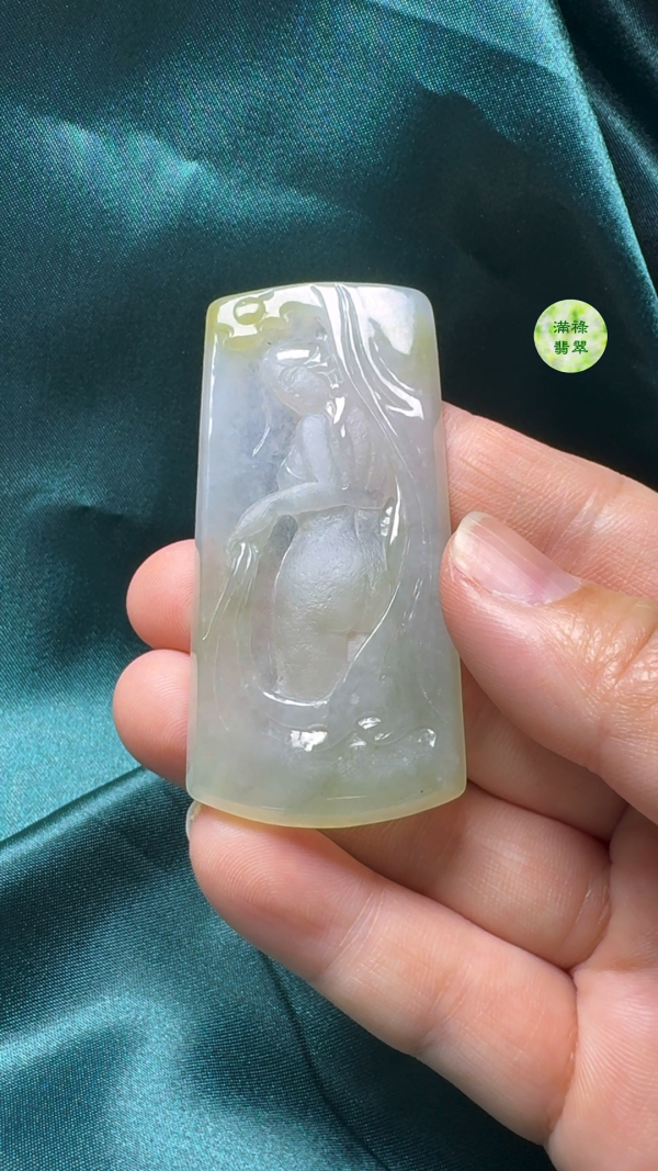 翡翠A貨玉器優雅女翡翠吊墜 尺寸64-30-5mm - Image 5