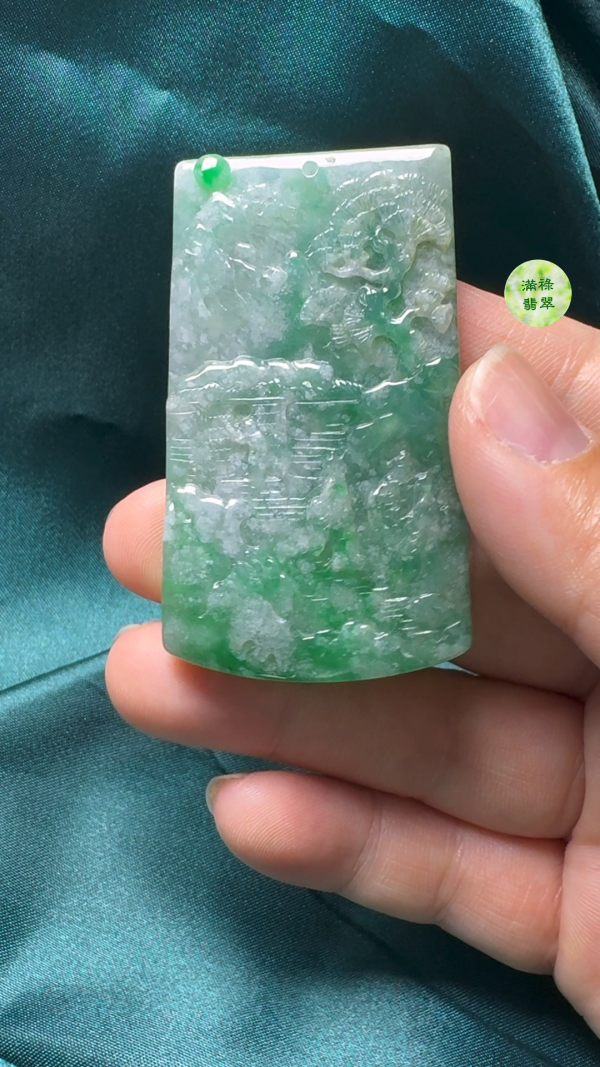 翡翠A貨玉器意境三顧茅廬翡翠吊墜59-39-5.5mm - Image 6