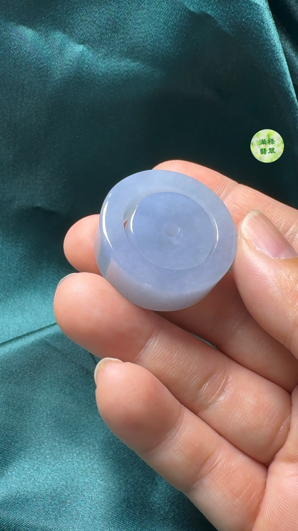 翡翠A貨玉器紫羅蘭平安扣套環吊墜19-11mm - Image 6