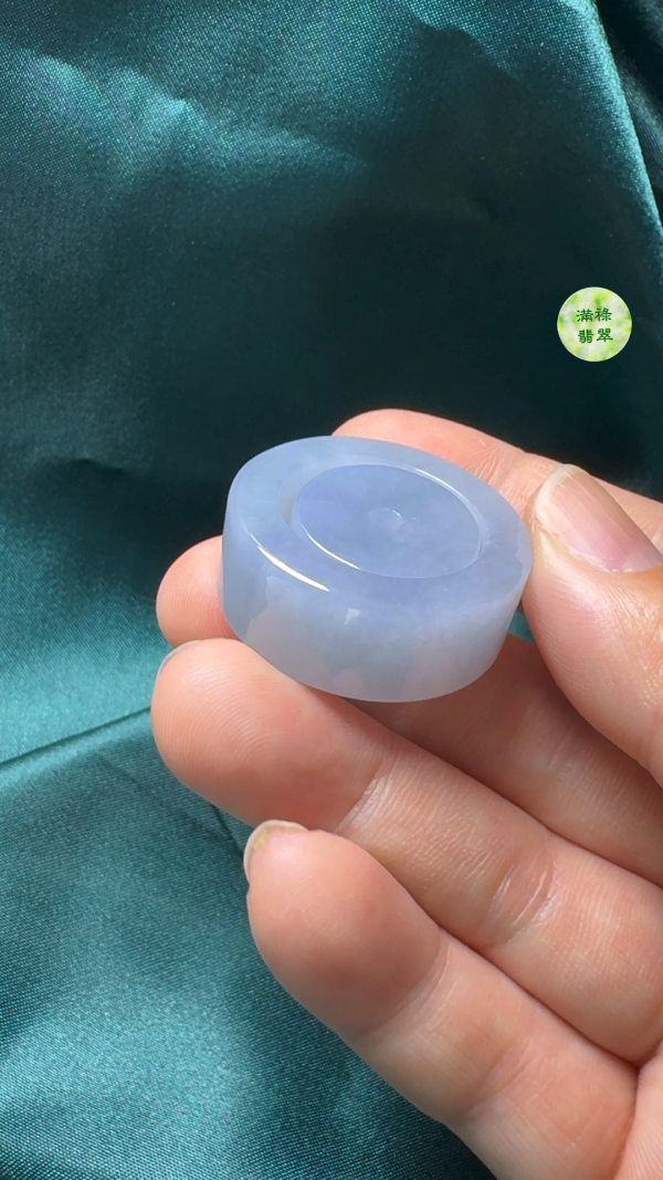翡翠A貨玉器紫羅蘭平安扣套環吊墜19-11mm - Image 7