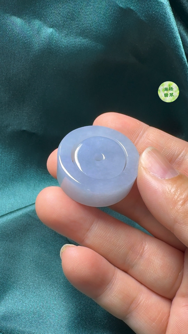 翡翠A貨玉器紫羅蘭平安扣套環吊墜19-11mm - Image 8