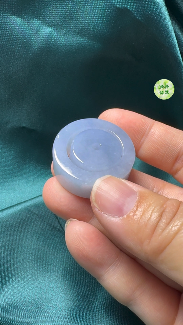 翡翠A貨玉器紫羅蘭平安扣套環吊墜19-11mm - Image 9