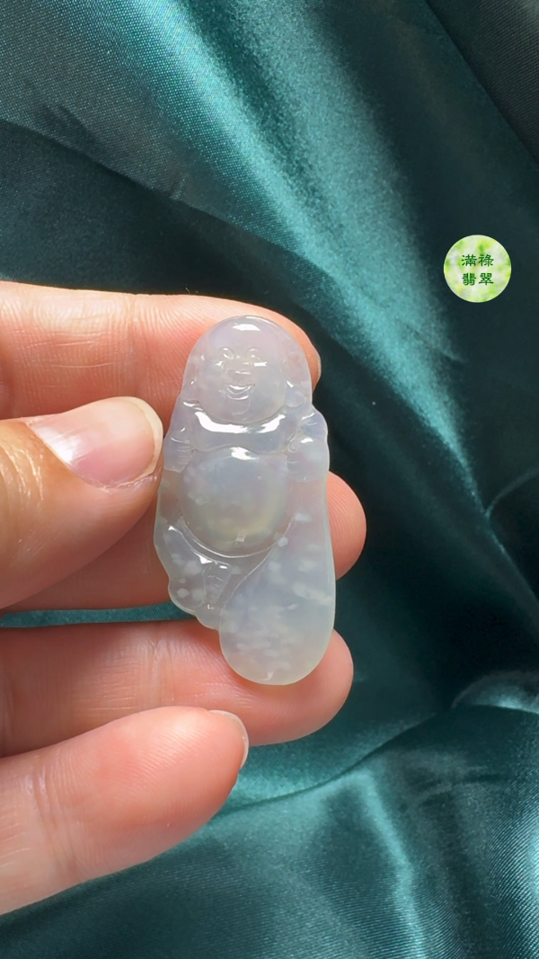 翡翠A貨玉器布袋佛公吊墜 30-20-4.3mm - Image 5