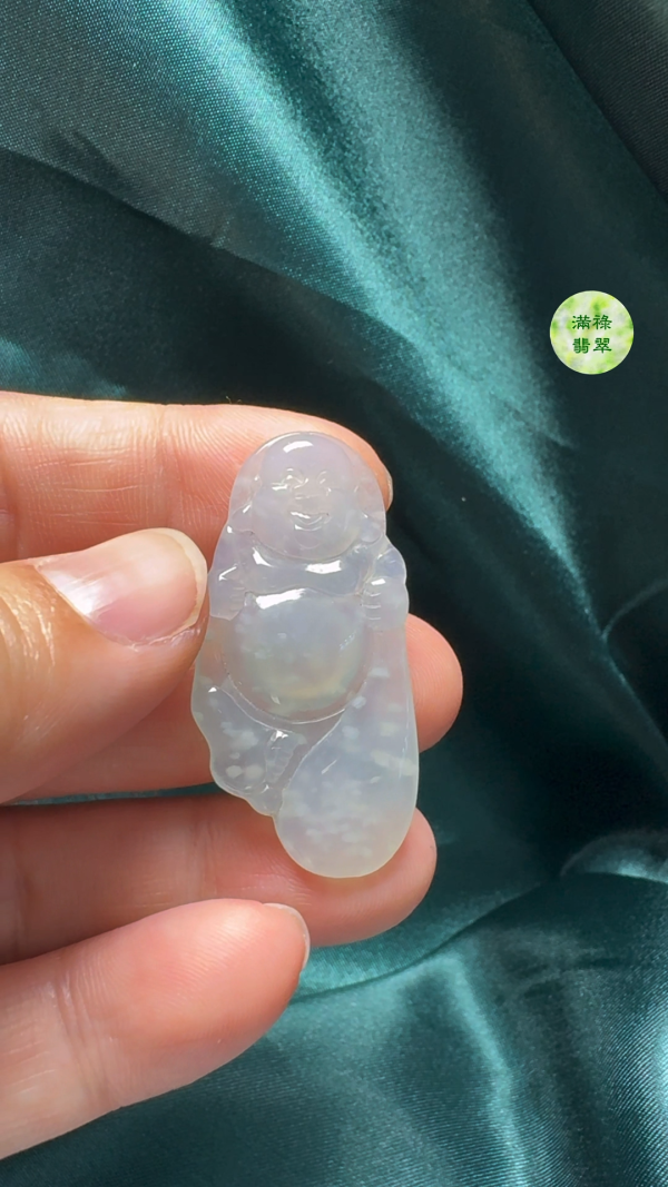 翡翠A貨玉器布袋佛公吊墜 30-20-4.3mm - Image 6