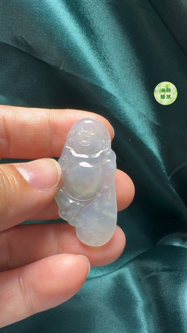 翡翠A貨玉器布袋佛公吊墜 30-20-4.3mm - Image 7