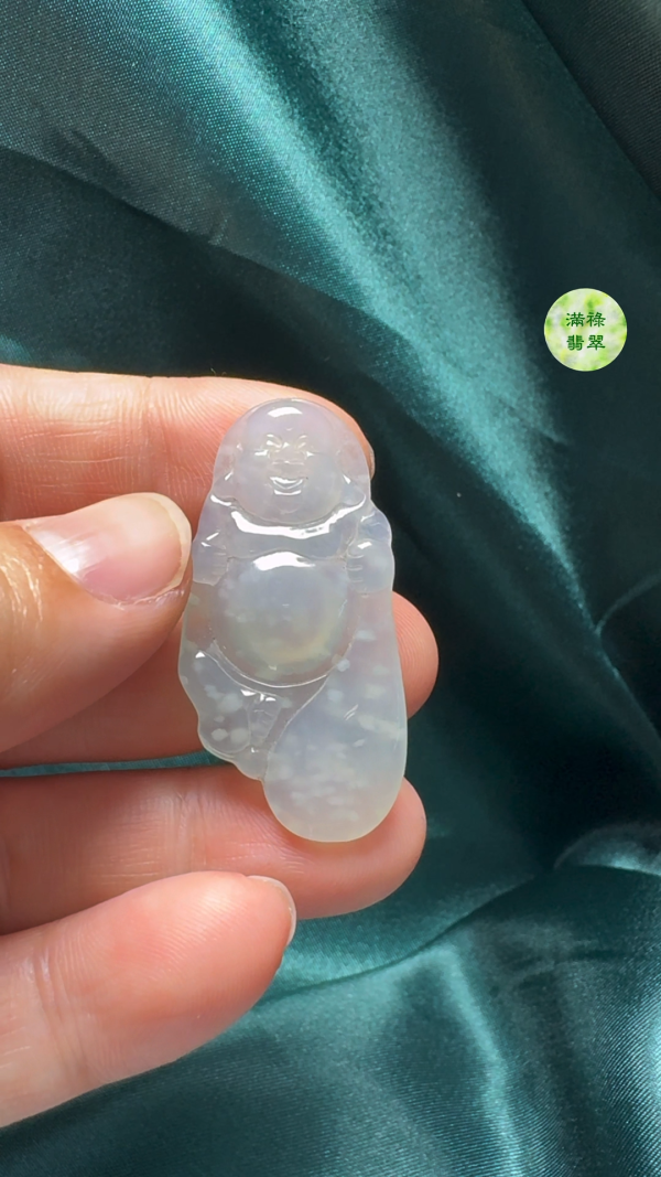 翡翠A貨玉器布袋佛公吊墜 30-20-4.3mm - Image 3