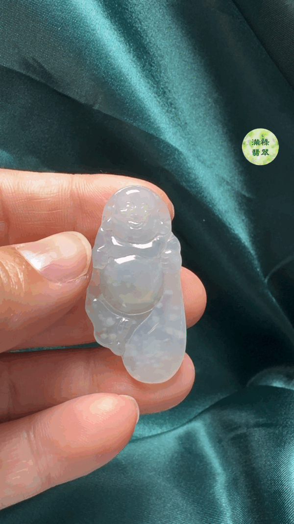 翡翠A貨玉器布袋佛公吊墜 30-20-4.3mm - Image 2