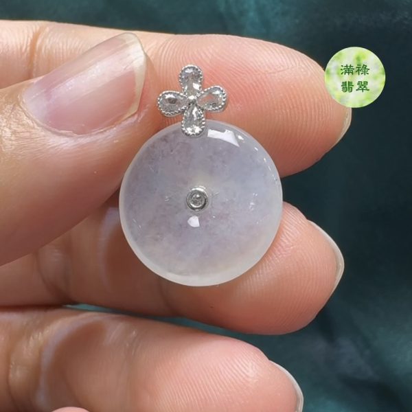 翡翠A貨玉器平安扣玉扣翡翠吊墜 主石17-3.7mm
