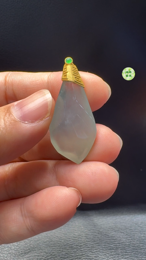 18K翡翠A貨玉器隨形翡翠吊墜  36-16-9.3mm - Image 7