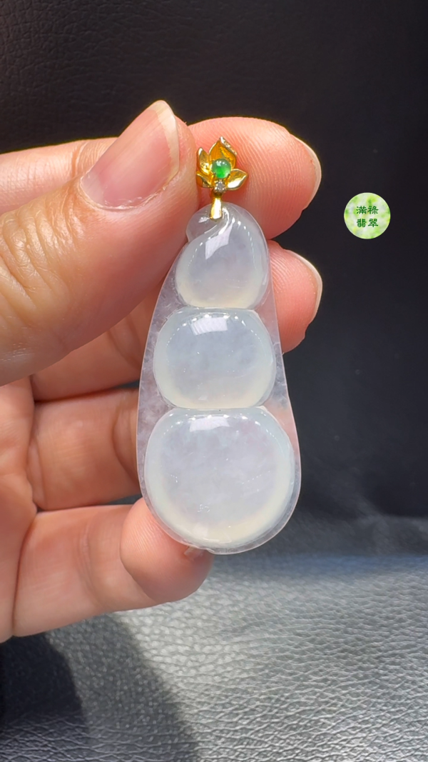 18K翡翠A貨玉器福豆翡翠吊墜  主石41-19-6mm - Image 2