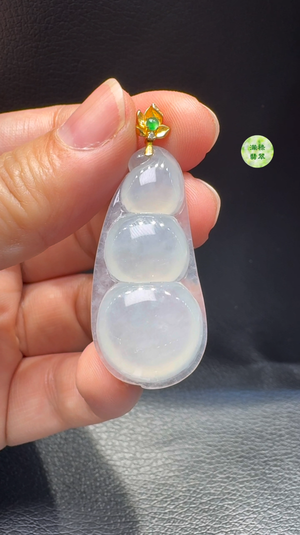 18K翡翠A貨玉器福豆翡翠吊墜  主石41-19-6mm - Image 3