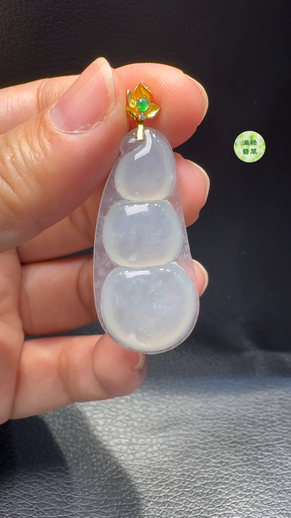18K翡翠A貨玉器福豆翡翠吊墜  主石41-19-6mm - Image 4