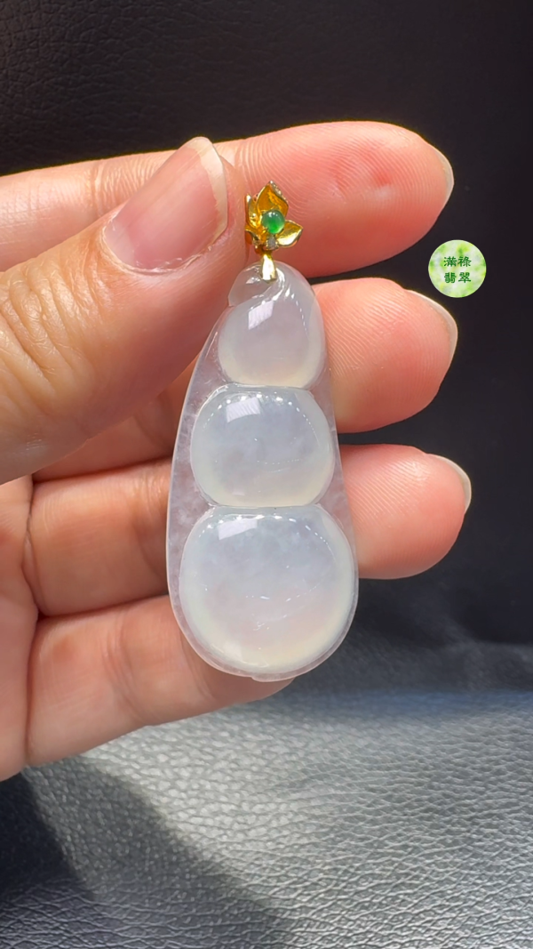 18K翡翠A貨玉器福豆翡翠吊墜  主石41-19-6mm - Image 6