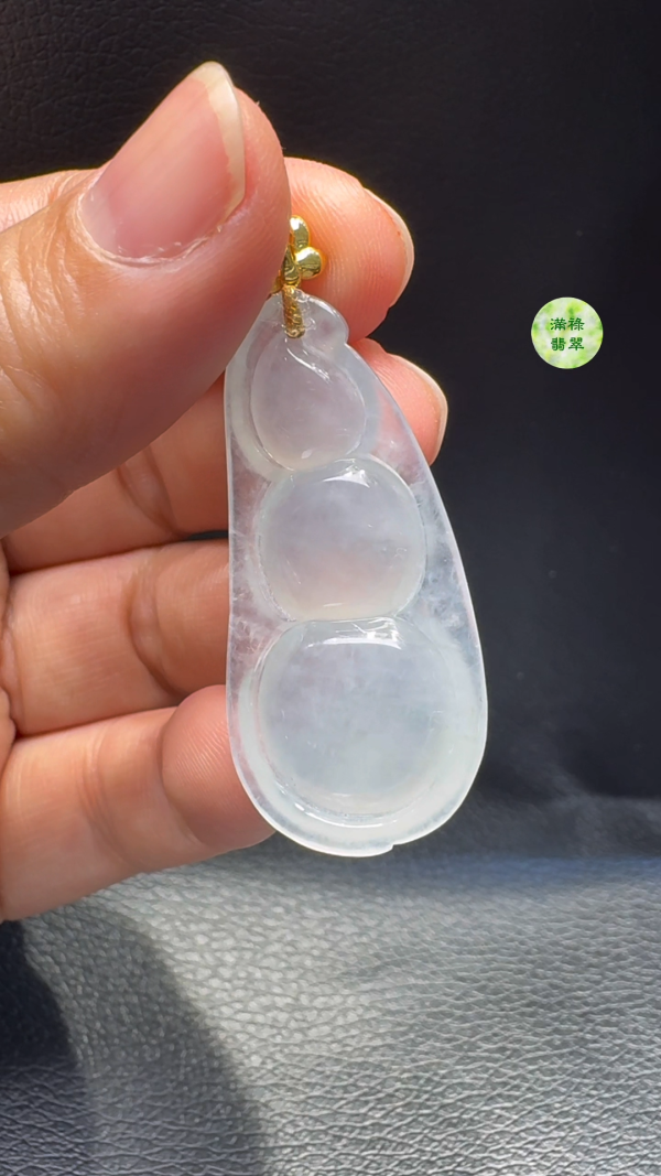 18K翡翠A貨玉器福豆翡翠吊墜  主石41-19-6mm - Image 7