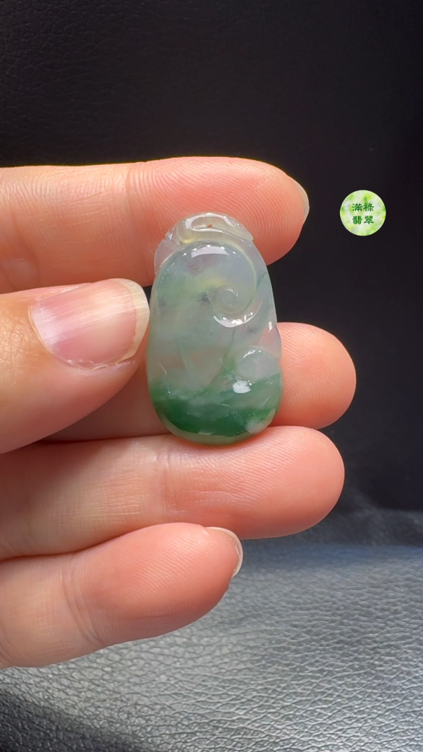 翡翠A貨玉器如意翡翠吊墜  29-17-3.7mm - Image 2
