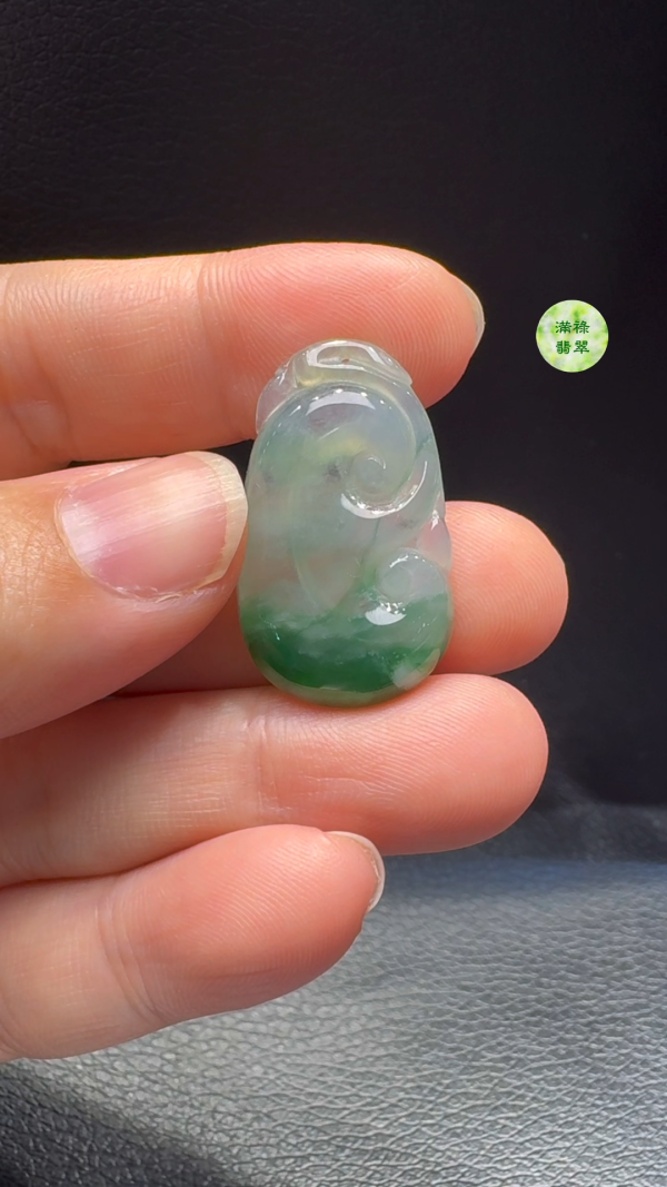 翡翠A貨玉器如意翡翠吊墜  29-17-3.7mm - Image 3
