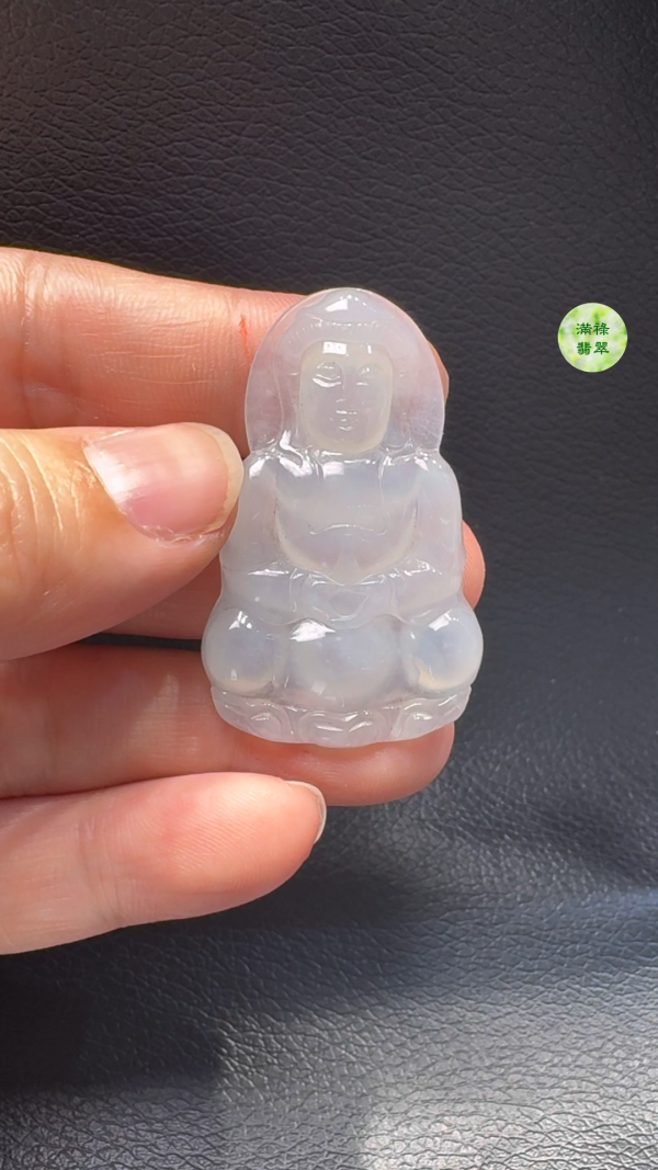 翡翠A貨玉器觀音翡翠吊墜 43-27-5mm