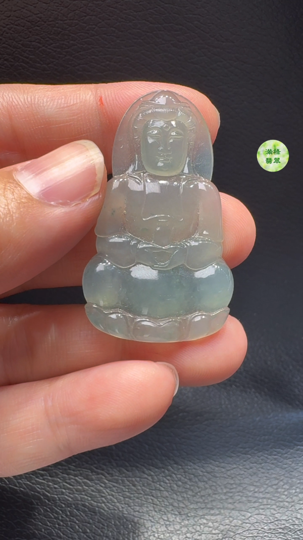 翡翠A貨玉器觀音翡翠吊墜 45-25-4mm
