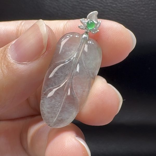 18K翡翠A貨玉器玉葉樹葉翡翠吊墜 整個 37-15-3.3mm - Image 3