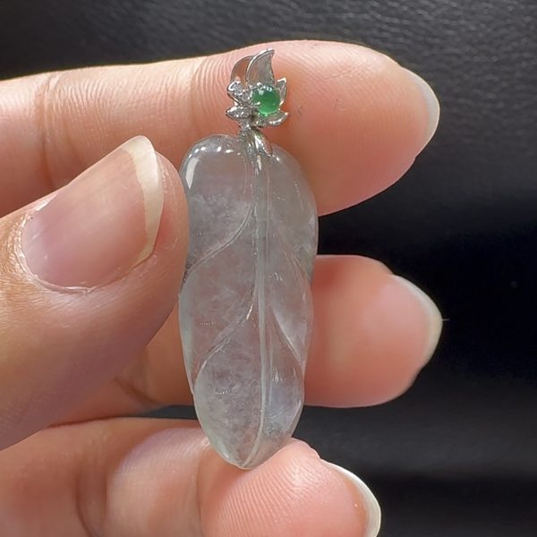 18K翡翠A貨玉器玉葉樹葉翡翠吊墜 整個 37-15-3.3mm - Image 6