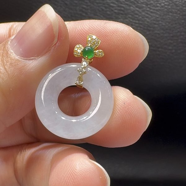 18K翡翠A貨玉器平安扣平安環翡翠吊墜 整個 25-18-5.6mm - Image 3
