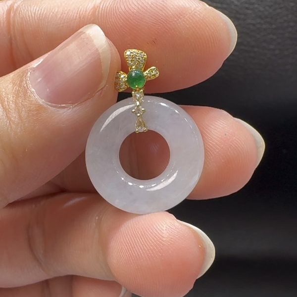 18K翡翠A貨玉器平安扣平安環翡翠吊墜 整個 25-18-5.6mm - Image 9